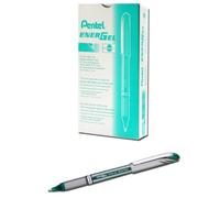 Pentel EnerGel NV Gel Ink Pen, (0.7mm), Medium Point Capped, Metal Tip, Green Ink, Box of 12 (BL27-D)