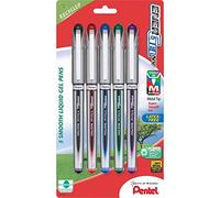 Pentel EnerGel NV Gel Ink Pen, Medium Point, Metal Tip, Assorted Ink, 5 Pack (BL27BP5M)