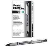 Pentel EnerGel NV Liquid Gel Pen, 0.7mm, Medium Line Capped, Metal Tip, Black Ink, Box of 12 (BL27-A)