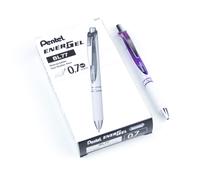 Pentel EnerGel Pearl Deluxe RTX Retractable Liquid Gel Pen (0.7mm) Accent Violet Ink Box of 12 (BL77PW-V)