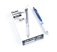 Pentel EnerGel Pearl Deluxe RTX Retractable Liquid Gel Pen 0.7mm Blue Accent Blue Ink Box of 12 BL77PW-C