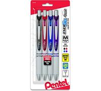 Pentel Energel Pearl Retractable Liquid Gel Pen .7Mm 4/Pkg-Black, Red, Blue & Violet Inks