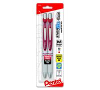 Pentel EnerGel Pearl Retractable Liquid Gel Pen Needle Tip (0.7mm) Medium Line Red Ink 2-Pk (BLN77WBP2B)