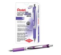 Pentel EnerGel Retractable Liquid Gel Pens Medium Point 0.7 mm Silver Barrel Violet Ink Pack Of 12