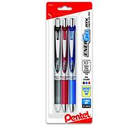 Pentel EnerGel RTX Retractable Liquid Gel Pen, (0.3mm) Needle Tip, Extra Fine Line, Assorted Ink, 3-Pk (BLN73BP3M)