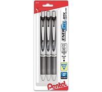 Pentel EnerGel RTX Retractable Liquid Gel Pen, (0.3mm) Needle Tip, Extra Fine Line, Black Ink, 3-Pk (BLN73BP3A)