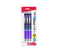 Pentel EnerGel RTX Retractable Liquid Gel Pen (0.5mm) Needle Tip, Fine Line, Violet Ink 3-Pk (BLN75BP3V)