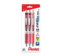 Pentel EnerGel RTX Retractable Liquid Gel Pen, 0.7mm, Journaling Hue, Red, Pink and Coral Ink, Pack of 3 Pens (BL77RBJBP3M)