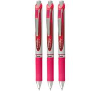 Pentel EnerGel RTX Retractable Liquid Gel Pen, (0.7mm) Metal Tip, Medium Line, Pink Ink, 3 Pack