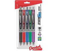 Pentel Energel Rtx Retractable Liquid Gel Pen, Bold Line, Metal Tip, Assorted Ink Pack of 5 (BL80BP5M)