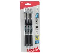 Pentel EnerGel RTX Retractable Liquid Gel Pen, Bold Line, Metal Tip, Black Ink 3pk (BL80BP3A)
