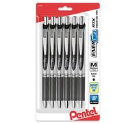 Pentel EnerGel RTX Retractable Liquid Gel Pen, Medium Line, Metal Tip, Black Ink, (BL77BP6A)