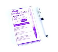 Pentel Energel Tradio Medium Tip Purple Ink Roller Ball Pen - White (Pack of 12)