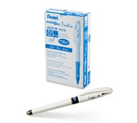 Pentel EnerGel Tradio Pearl Gel Ink Pen (0.5mm) Fine Point Capped Needle Tip Blue Ink Box of 12 (BLN115W-C)