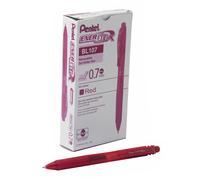 Pentel Energel-BL107-BX Tip Retractable Pen, 0.7 mm - Red (Pack of 12)