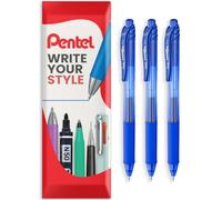 Pentel EnerGel X BL107 Retractable Gel Rollerball Pen, 3 Pack, Blue Ink | Refillable Pens, Fast-Drying Gel Ink, Smudge-Resistant, Soft Grip, Medium 0.7mm Line, For Right & Left Handed Users