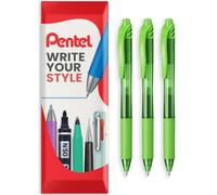 Pentel EnerGel X BL107 Retractable Gel Rollerball Pen, 3 Pack, Lime Green | Refillable Pens, Fast-Drying Gel Ink, Smudge-Resistant, Soft Grip, Medium 0.7mm Line, For Right & Left Handed Users