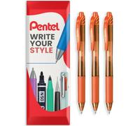 Pentel EnerGel X BL107 Retractable Gel Rollerball Pen, 3 Pack, Orange Ink
