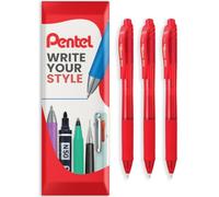 Pentel EnerGel X BL107 Retractable Gel Rollerball Pen, 3 Pack, Red Ink
