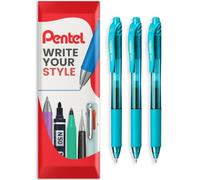 Pentel EnerGel X BL107 Retractable Gel Rollerball Pen, 3 Pack, Turquoise