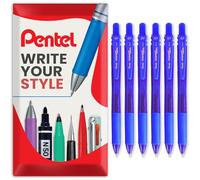 Pentel Energel X BL107 Retractable Gel Rollerball Pens - 0.7mm Nib - Pack of 6 in Envelope Gift Packaging (Blue)
