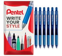 Pentel Energel X BL107 Retractable Gel Rollerball Pens - 0.7mm Nib - Pack of 6 in Envelope Gift Packaging (Navy)