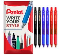 Pentel Energel X BL107 Retractable Gel Rollerball Pens - 0.7mm Nib - Pack of 6 in Gift Box (Multicolor)