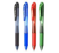 Pentel EnerGel X BL107 - Retractable Liquid Gel Ink Pen - 0.7mm - 84% Recycled - Black, Blue, Red, Green - Pack of 4