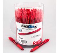 Pentel EnerGel-X Retractable Gel Pen, (0.7mm) Med. Line, Red Ink, 72-PK Canister (BL107PC72B)