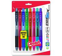 Pentel EnerGel-X Retractable Liquid Gel Pen, 0.5mm, Needle Tip, Assorted Ink, Pack of 8 (BLN105BP8M)