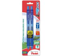 Pentel EnerGel-X Retractable Liquid Gel Pen 0.5mm Needle Tip Blue Ink (2 Pack) (BLN105BP2C)