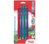 Pentel EnerGel-X Retractable Liquid Gel Pen 0.7mm Medium Line Metal Tip 4 Pack (BL107BP4M1) Assorted