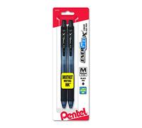 Pentel EnerGel-X Retractable Liquid Gel Pen 0.7mm, Metal Tip, Medium, Black Ink, Pack of 2 (BL107BP2A)