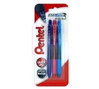 Pentel Energel-XBL107/3-PSV Triple Blister Pen, 0.7 mm - Pink/Sky Blue/Violet (Pack of 3)