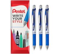 Pentel EnerGel XM BL77 - Retractable Liquid Gel Ink Pen - 0.7mm - 54% Recycled - In Envelope Gift Packaging - Blue - Pack of 3