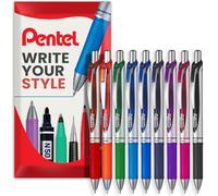 Pentel EnerGel XM BL77 - Retractable Liquid Gel Ink Pen - 0.7mm - 54% Recycled - Starter Set - Pack of 9 - In Envelope Gift Packaging