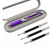 Pentel EnerGel XM BL77 - Retractable Liquid Gel Ink Pen - 0.7mm - 54% Recycled - Violet - Includes Gift Box and 3 Violet LR7 Refills