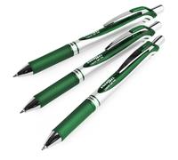Pentel EnerGel XM BL77 Retractable Liquid Gel Ink Pen - 0.7mm Nib - Forest Green - Pack of 3