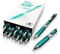 Pentel EnerGel XM BL77 Retractable Liquid Gel Ink Pen - 0.7mm Nib - Turquoise - Pack of 12