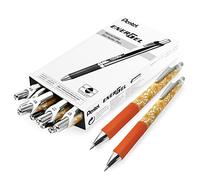 Pentel Energel XM BL77 Retractable Liquid Gel Ink Rollerball - Orange Floral Barrel - Black Ink - Pack of 12
