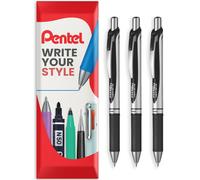 Pentel EnerGel XM BL77 Retractable Liquid Gel Pen 0.7mm 54% Recycled Black (Pack of 3