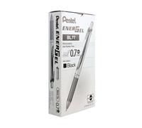 Pentel Energel Black XM BL77 Retractable Liquid Gel Ink Rollerball Pens - 0.7mm