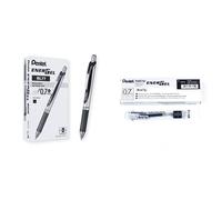 Pentel Energel XM Retractable Gel Pen with 0.7 mm Tip, Black, Pack of 12 (BL77-AO) &L