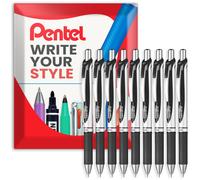Pentel Fast Drying Ballpoint Retractable Liquid Gel Ink Pen 0.7mm Black 9 Pack