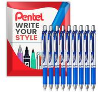 Pentel Fast Drying Ballpoint Retractable Liquid Gel Ink Pen 0.7mm Blue 9 Pack