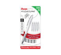 Pentel Floatune Retractable Rollerball, 0.5mm Fine Point, Black Ink, 5-pk (BZN205PF5A)