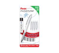 Pentel Floatune Retractable Rollerball, 0.5mm Fine Point, Blue Ink, 5-pk (BZN205PF5C)
