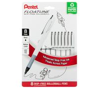 Pentel Floatune Rollerball 0.8mm medium point Black Ink Pack of 8 pens (BY108PF8A)