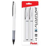 Pentel Floatune Skip-Free Rollerball Pen 0.8mm Medium Line Black Ink 2 Pack