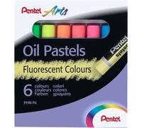 Pentel Fluorescent Oil Pastels Set of 6 Assorted Colours, PHN-F6